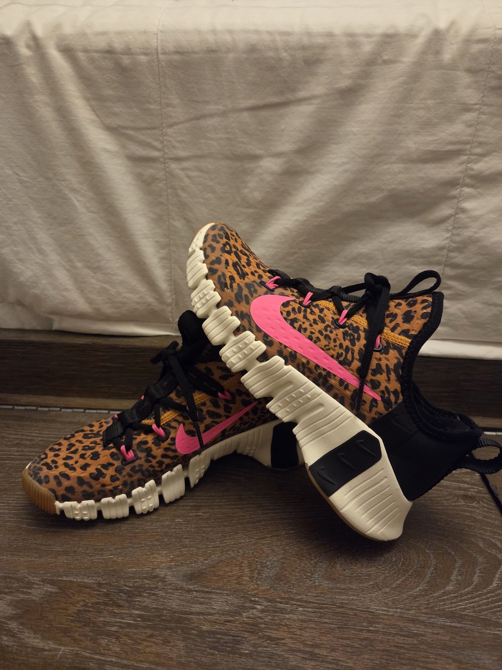 Nike Women's Leopard Print Trainers with Hot Pink Swoosh